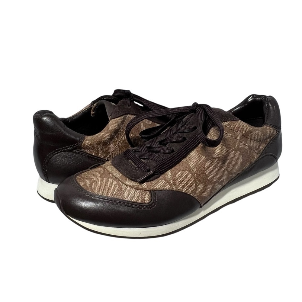 COACH Rebecca Khaki Chestnut Brown Sneakers Shoes Women's Size 8.5 - Picture 2 of 16